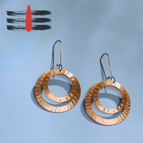 Kolczyki Miedziane Młotkowane *Copper Earring  M1