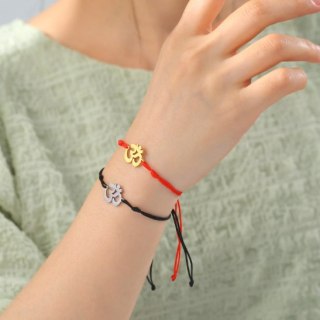 Stainless Steel Lace-Up AUM Bracelet Adjustable Black