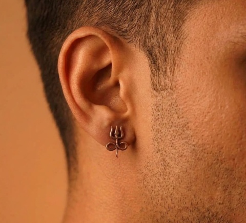 Adiyogi Copper Earrings Infinity Trishul