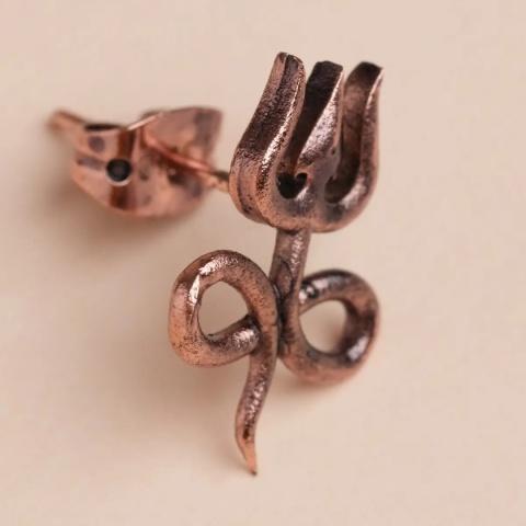 Adiyogi Copper Earrings Infinity Trishul