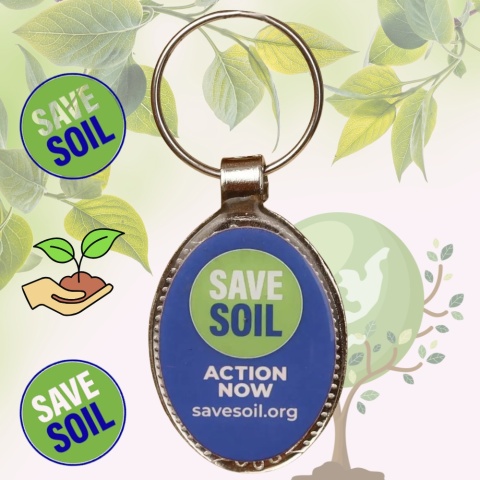 SAVE SOIL -  Oval Keychain