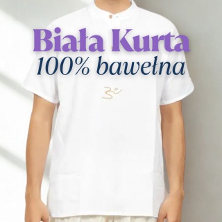 White Kurta 100% organic cotton with embroidered "Aum" inscription