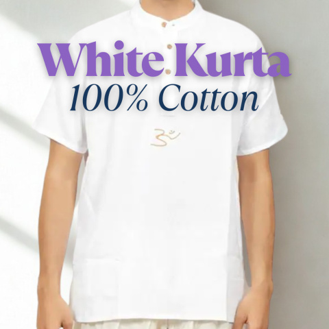 Biała Kurta 100% bawełny organicznej z haftowanym napisem „Aum”