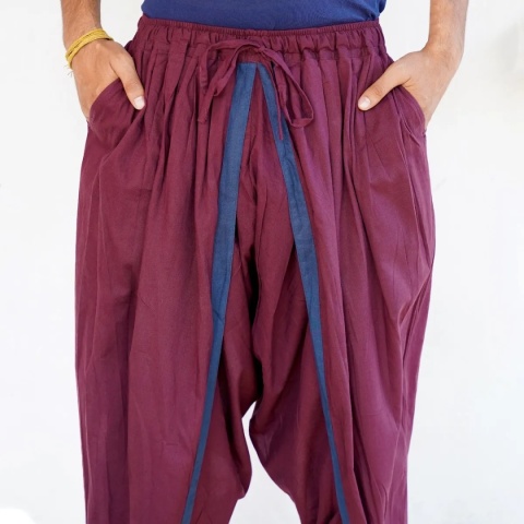 Dhoti Pant with Pockets - Deep Plum - (Unisex)