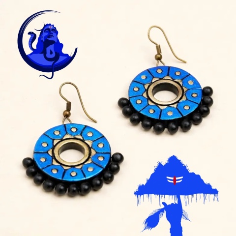 Enchanted Halo Earrings - Blue - Handmade by ISHA