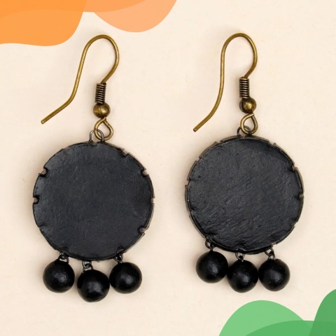 Midnight Bloom Terracotta Earrings - Handmade by ISHA